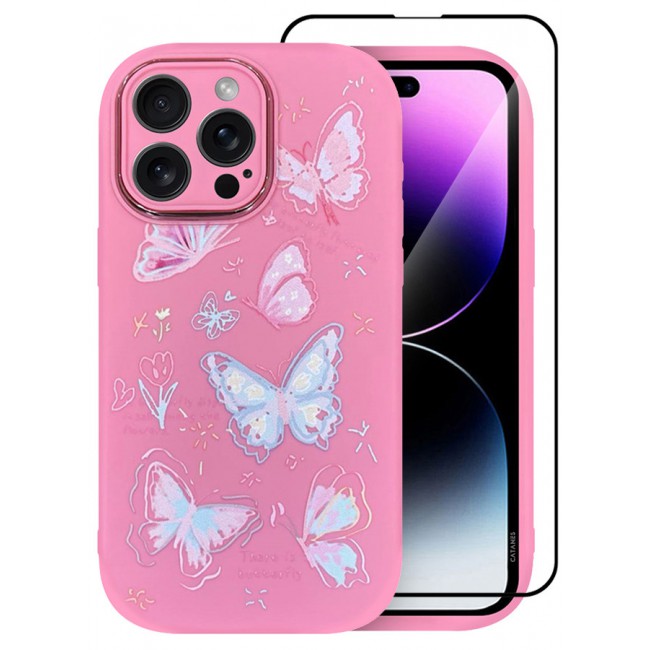 MARGOUN 2 Pack for iPhone 14 Pro Max Case Cover and Screen Protector Cartoon Case Unique Design for Women Girls with Camera Lens Protection P05