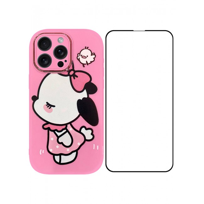 MARGOUN 2 Pack for iPhone 14 Pro Max Case Cover and Screen Protector Cartoon Case Unique Design for Women Girls with Camera Lens Protection P01