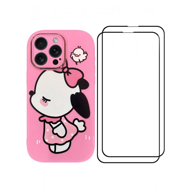 MARGOUN 3 Pack for iPhone 14 Pro Max Case Cover and 2 Screen Protectors Cartoon Case Unique Design for Women Girls with Camera Lens Protection P01