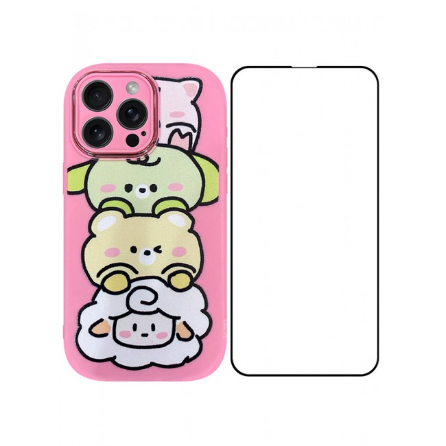 MARGOUN 2 Pack for iPhone 14 Pro Max Case Cover and Screen Protector Cartoon Case Unique Design for Women Girls with Camera Lens Protection P02