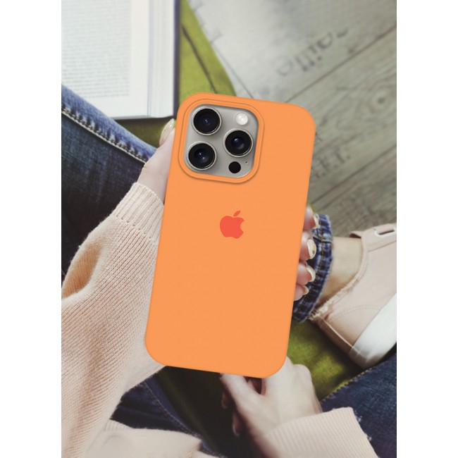 CATANES iPhone 15 Pro Max Case Silicone Case Full Body Protective Cover Shockproof Slim Phone Case Anti-Scratch Soft Microfiber Lining Orange