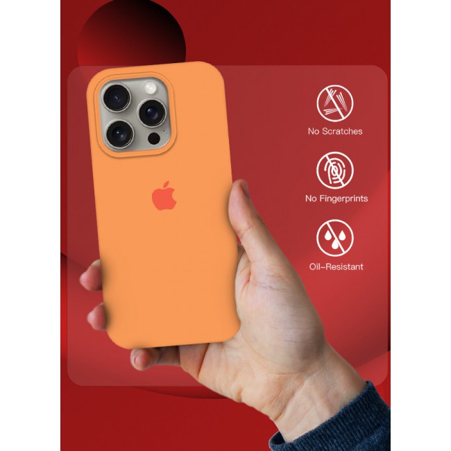 CATANES iPhone 15 Pro Max Case Silicone Case Full Body Protective Cover Shockproof Slim Phone Case Anti-Scratch Soft Microfiber Lining Orange
