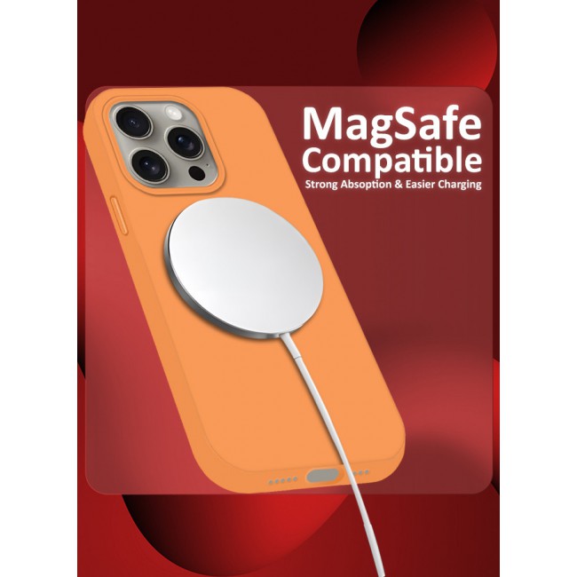 CATANES 2 Pack For iPhone 15 Pro Case and Screen Protector Silicone Case Full Body Protective Cover Shockproof Slim Phone Case Anti-Scratch Soft Microfiber Lining Orange