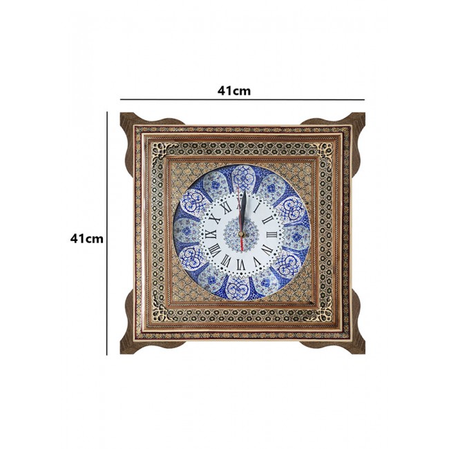 MARGOUN Handcrafted Persian Wooden Wall Clock, Khatam Marquetry Art 41.41cm