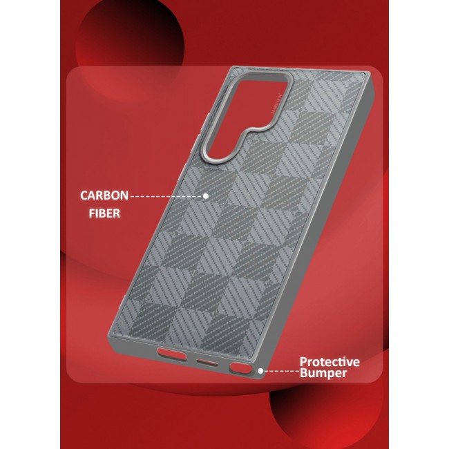 MARGOUN for Samsung Galaxy S24 Ultra 2 Pack Case Cover and Screen Protector 2024 New Pattern Aramid Carbon Fiber Phone Case Slim Light Design - D