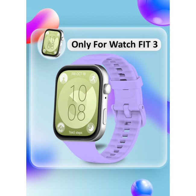 MARGOUN for Huawei Watch Fit 3 Watch Band Soft Silicone Strap for Men Women Stylish Waterproof Watch Band /Purple