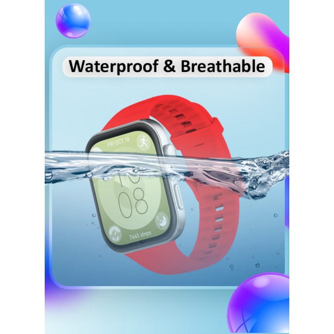 MARGOUN for Huawei Watch Fit 3 Watch Band Soft Silicone Strap for Men Women Stylish Waterproof Watch Band /Red