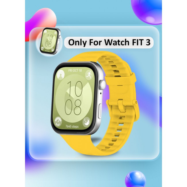 MARGOUN for Huawei Watch Fit 3 Watch Band Soft Silicone Strap for Men Women Stylish Waterproof Watch Band /Yellow