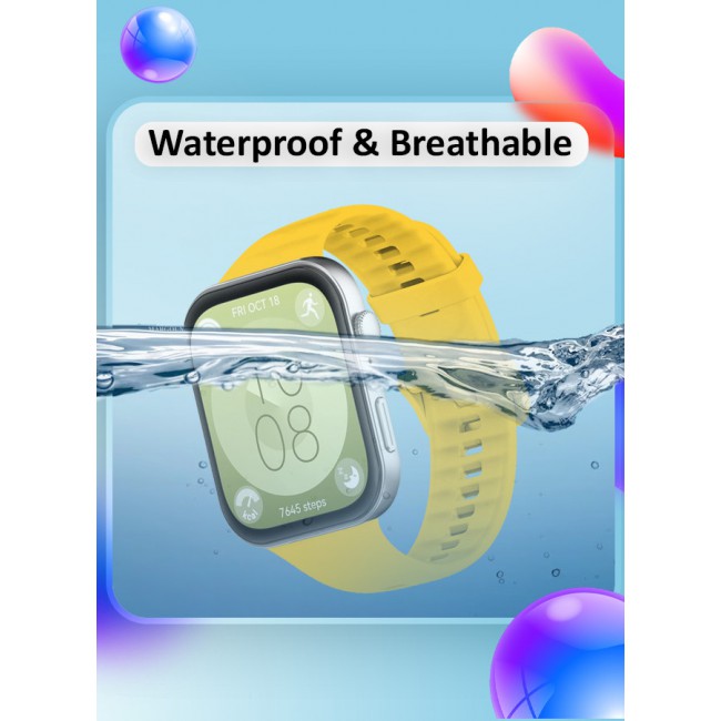 MARGOUN for Huawei Watch Fit 3 Watch Band Soft Silicone Strap for Men Women Stylish Waterproof Watch Band /Yellow