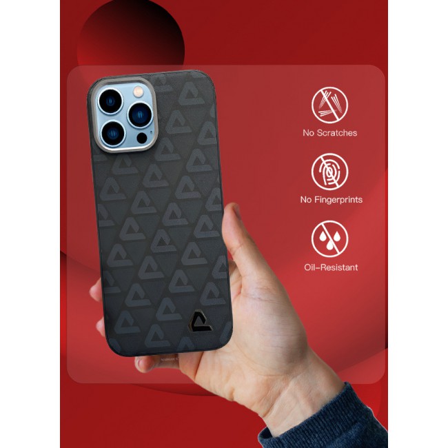 MARGOUN for iPhone 13 Pro Max 2 Pack Case and Screen Protector Leather Back Cover Triangle Pattern Shockproof Protective Phone Case Black