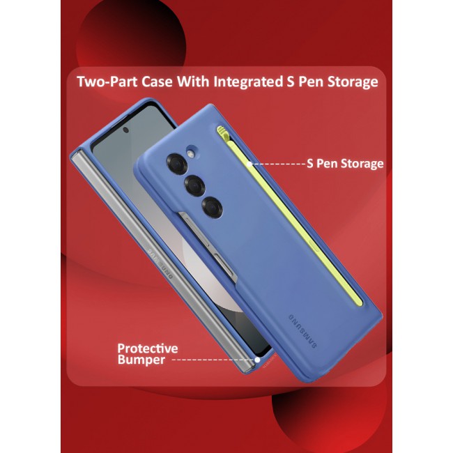 MARGOUN for Samsung Galaxy Z Fold 6 Case with Screen Protector Ultra Hybrid Premium Case with Built-in New Compact S Pen, Holder and Storage Slot for Pen Blue