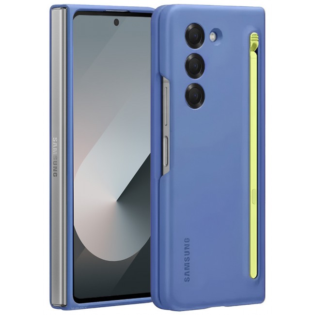 MARGOUN for Samsung Galaxy Z Fold 6 Case with Screen Protector Ultra Hybrid Premium Case with Built-in New Compact S Pen, Holder and Storage Slot for Pen Blue