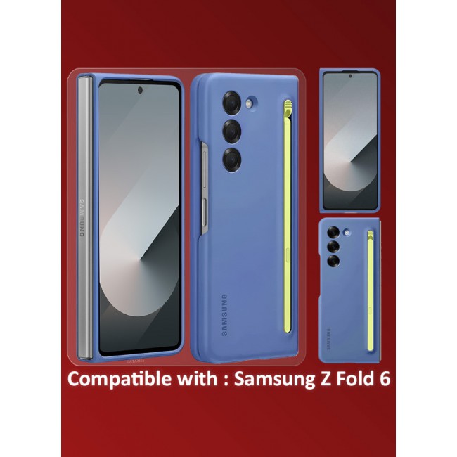 CATANES for Samsung Galaxy Z Fold 6 Case with Screen Protector Ultra Hybrid Premium Case with Built-in New Compact S Pen, Holder and Storage Slot for Pen Blue