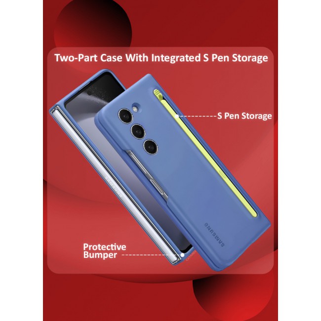 CATANES for Samsung Galaxy Z Fold 5 Case with Screen Protector Ultra Hybrid Premium Case with Built-in New Compact S Pen, Holder and Storage Slot for Pen Blue