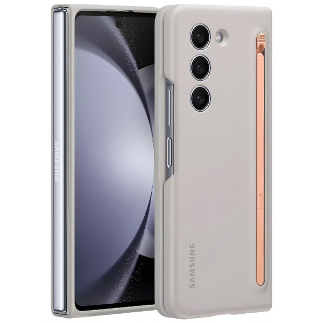MARGOUN for Samsung Galaxy Z Fold 5 Case with Screen Protector Ultra Hybrid Premium Case with Built-in New Compact S Pen, Holder and Storage Slot for Pen Sand Grey