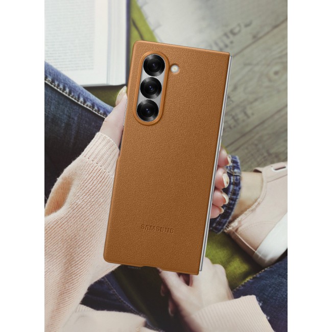 MARGOUN for Samsung Galaxy Z Fold 6 Case Cover Kindsuit Leather Case Slim and sleek silhouette / Brown