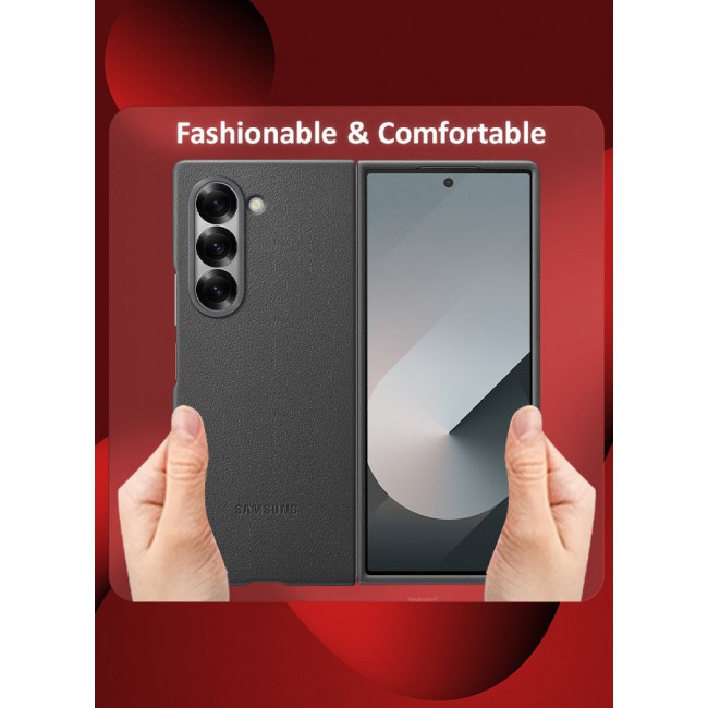 MARGOUN for Samsung Galaxy Z Fold 6 Case Cover Kindsuit Leather Case Slim and sleek silhouette / Grey