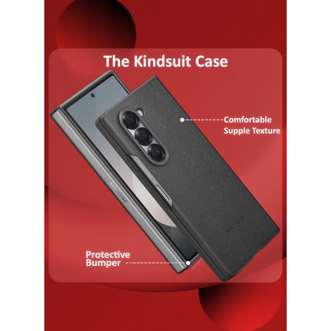 MARGOUN for Samsung Galaxy Z Fold 6 Case Cover Kindsuit Leather Case Slim and sleek silhouette / Grey