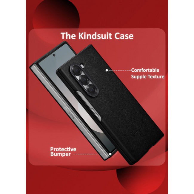 CATANES for Samsung Galaxy Z Fold 6 Case Cover Kindsuit Leather Case Slim and sleek silhouette / Black