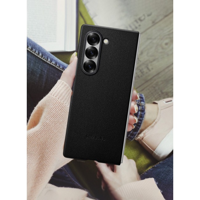 CATANES for Samsung Galaxy Z Fold 6 Case Cover Kindsuit Leather Case Slim and sleek silhouette / Black