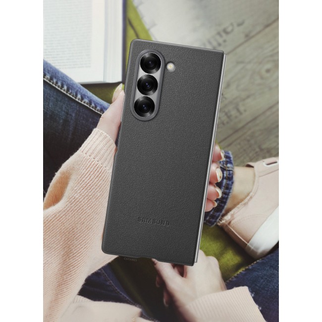 CATANES for Samsung Galaxy Z Fold 6 Case Cover Kindsuit Leather Case Slim and sleek silhouette / Grey