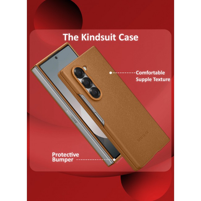 CATANES for Samsung Galaxy Z Fold 6 Case Cover Kindsuit Leather Case Slim and sleek silhouette / Brown