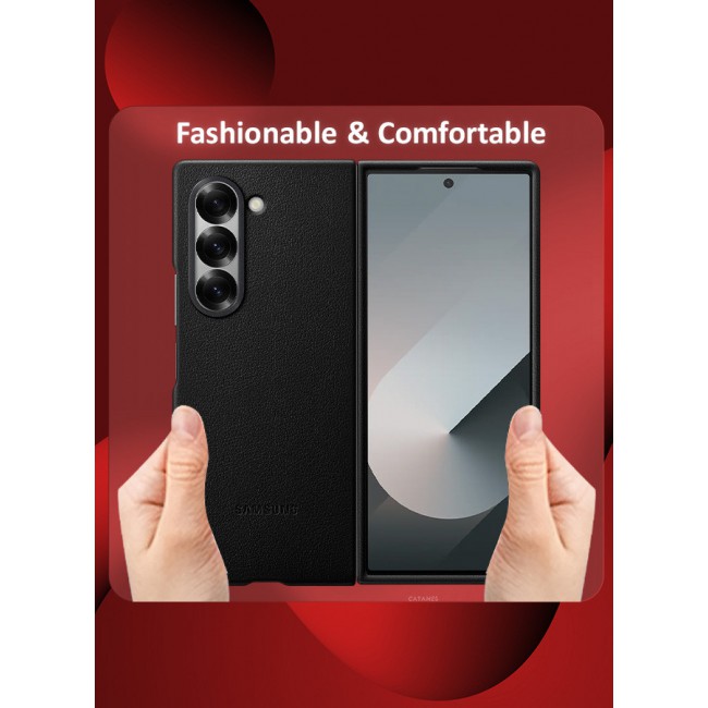 CATANES for Samsung Galaxy Z Fold 6 Case Cover Kindsuit Leather Case Slim and sleek silhouette / Black