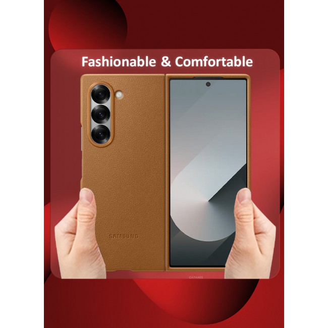 CATANES for Samsung Galaxy Z Fold 6 Case Cover Kindsuit Leather Case Slim and sleek silhouette / Brown