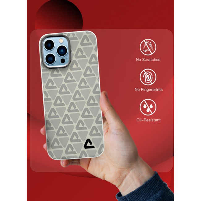 MARGOUN for iPhone 13 Pro Max 2 Pack Case and Screen Protector Leather Back Cover Triangle Pattern Shockproof Protective Phone Case Light Beige