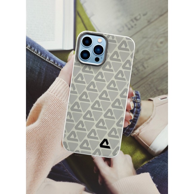 MARGOUN for iPhone 13 Pro Max 2 Pack Case and Screen Protector Leather Back Cover Triangle Pattern Shockproof Protective Phone Case Light Beige