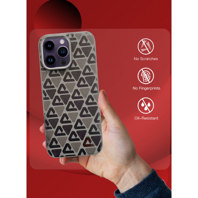 MARGOUN for iPhone 14 Pro Max 2 Pack Case and Screen Protector Leather Back Cover Triangle Pattern Shockproof Protective Phone Case Brown