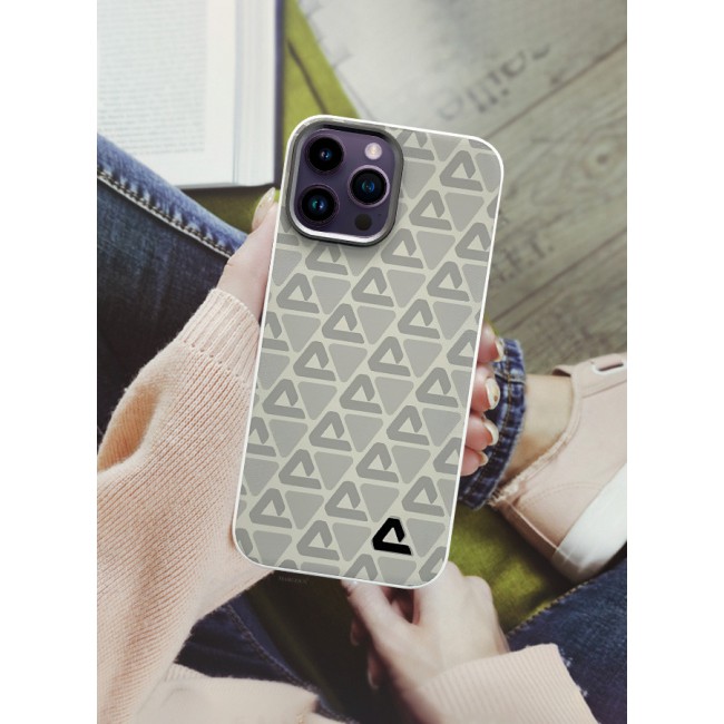 MARGOUN for iPhone 14 Pro Max 2 Pack Case and Screen Protector Leather Back Cover Triangle Pattern Shockproof Protective Phone Case Light Beige