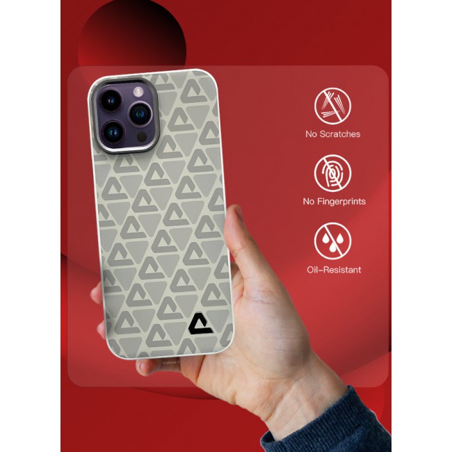 MARGOUN for iPhone 14 Pro Max 2 Pack Case and Screen Protector Leather Back Cover Triangle Pattern Shockproof Protective Phone Case Light Beige