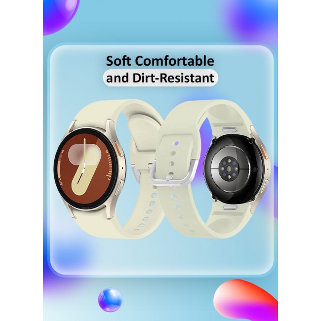 MARGOUN for Galaxy Watch 7 Strap 40mm 44mm,for Samsung Galaxy Watch FE Band 20mm Soft Silicone Sport Strap Women Men,No Gap Bracelet Wristbands Beige