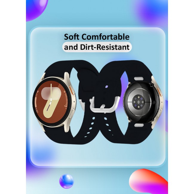 MARGOUN for Galaxy Watch 7 Strap 40mm 44mm,for Samsung Galaxy Watch FE Band 20mm Soft Silicone Sport Strap Women Men,No Gap Bracelet Wristbands Black
