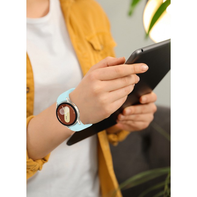MARGOUN for Galaxy Watch 7 Strap 40mm 44mm,for Samsung Galaxy Watch FE Band 20mm Soft Silicone Sport Strap Women Men,No Gap Bracelet Wristbands Light Blue