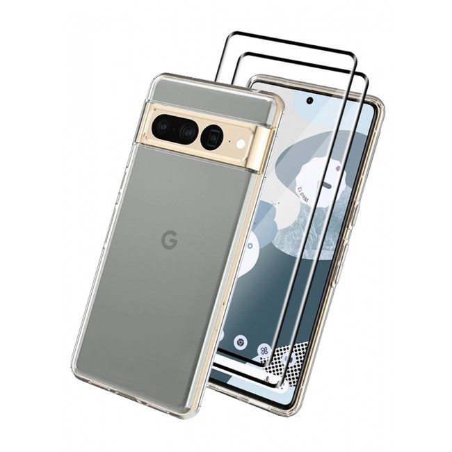MARGOUN 3 Packs For Google Pixel 7 Pro TPU Case and 2 Screen Protectors Clear Anti-Yellowing Transparent Shockproof Protective Phone Case Scratch Resistant Cover