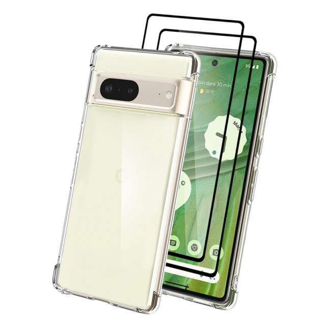MARGOUN 3 Packs For Google Pixel 7 TPU Case and 2 Screen Protectors Clear Anti-Yellowing Transparent Shockproof Protective Phone Case Scratch Resistant Reinforced Corners Cover