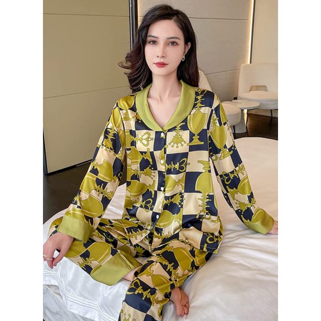 MARGOUN Couple Men XL Size Women Large Size Pajamas 2 Pieces Sleepwear Long sleeve Shirt and Pants Home Clothes Suits Pajama Sets Fashion Design MG14