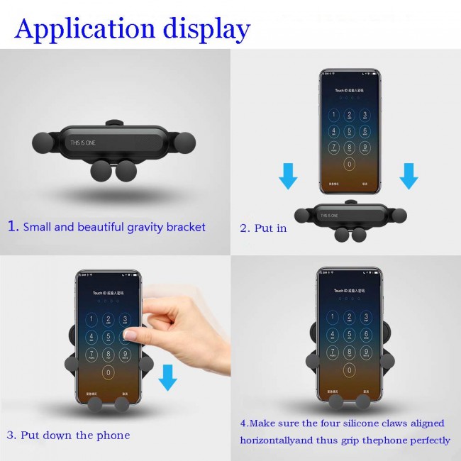 CATANES For Cell Phone Holder For Universal Car Phone Mount Auto Air Vent Gravity Car F-1908 (BLACK)