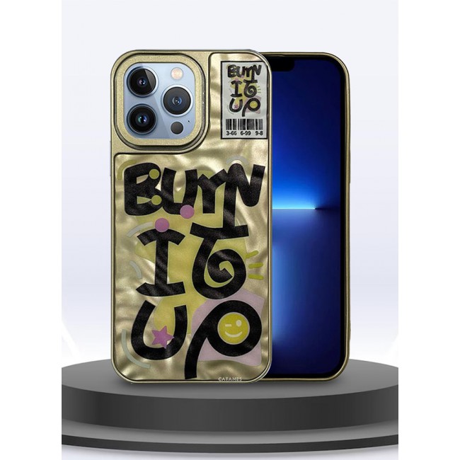 CATANES iPhone 13 Pro Max Case Cover Letter Phone Case Creative Soft Back New Design Shell Durable and Fashionable Case/Burn it Up