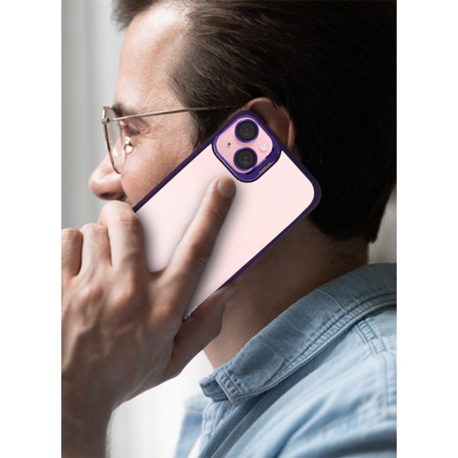 CATANES iPhone 15 Plus Case Cover and Lens Protector Built-in Camera Stand and Compatible with MagSafe Full Body Shockproof Case Clear Purple