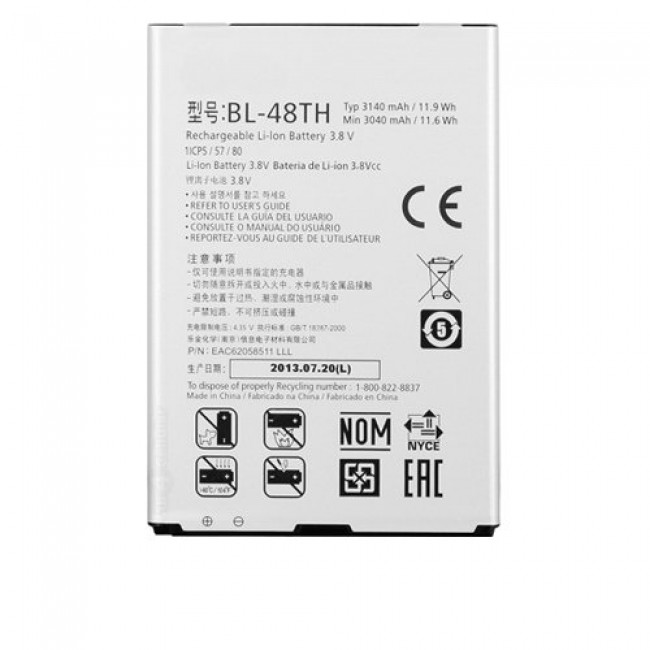 Genuine LG OEM Internal Battery Replacement 3140mAh for LG Optimus G Pro E980, Optimus G Pro E940, Optimus G E977, LG F-240K, LG F-240S in Non Retail Packaging
