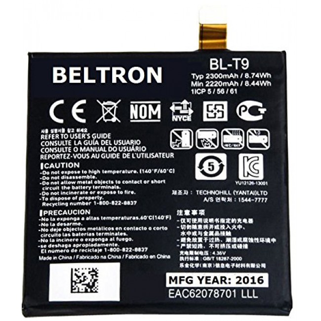Genuine LG OEM Internal Battery Replacement 2300mAh BL-T9 for LG NEXUS 5 D820 / D821 in Non Retail Packaging 
