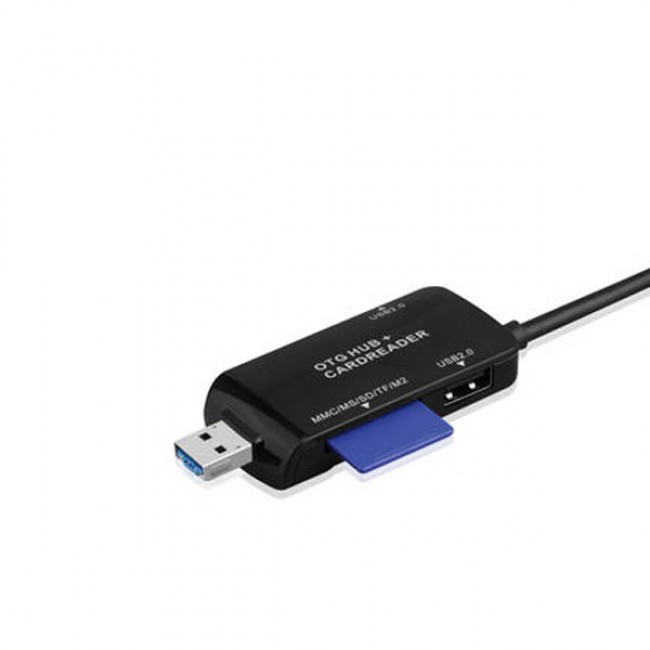 Margoun Multi-Function OTG Hub and Card Reader Compatible with PC, Laptop, Mobile Phones in Black