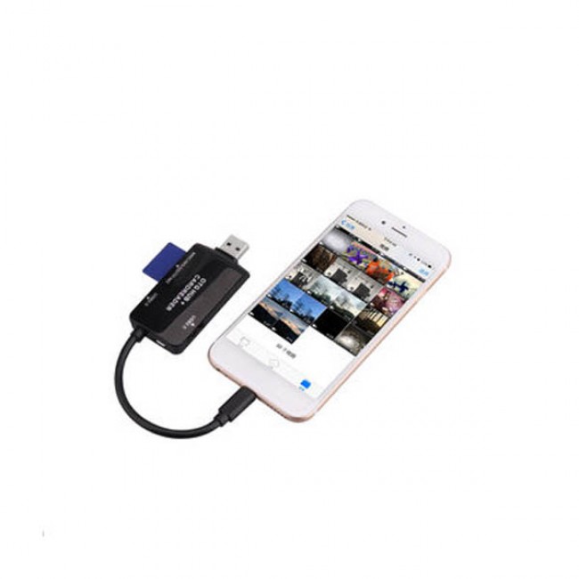 Margoun Multi-Function OTG Hub and Card Reader Compatible with PC, Laptop, Mobile Phones in Black