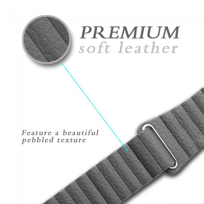 Apple Watch Band 42-44-45mm Leather Loop Strap Henlein Series by Margoun - Grey