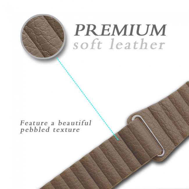 Apple Watch Band 38-40-41mm Leather Loop with Magnet Lock Strap Replacement Band - Brown