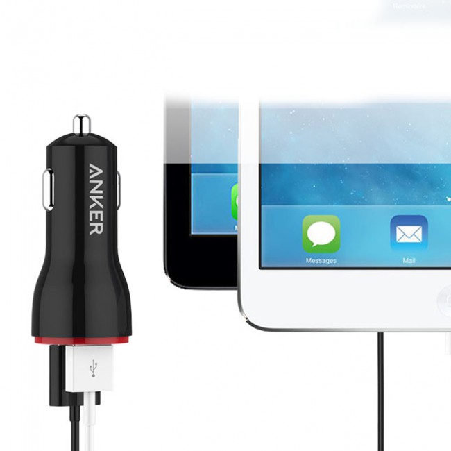 Anker PowerDrive 2 Car Charger with 3ft Micro USB Cable - Black