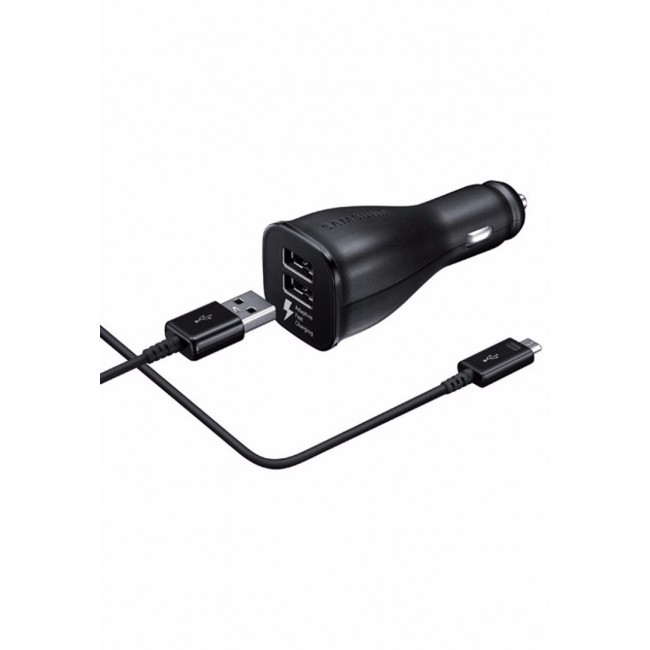 Samsung Adaptive Fast Charge Dual-Port Car Charger Compatible with Type-C Devices - Black